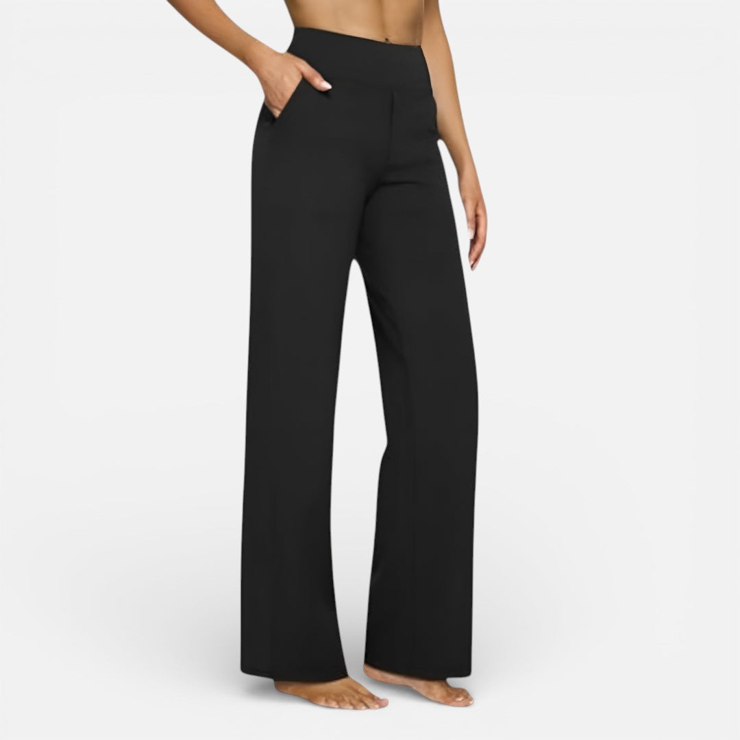 Klara | Dames Wide Leg Broek met Extra Brede Tailleband en Zijzakken