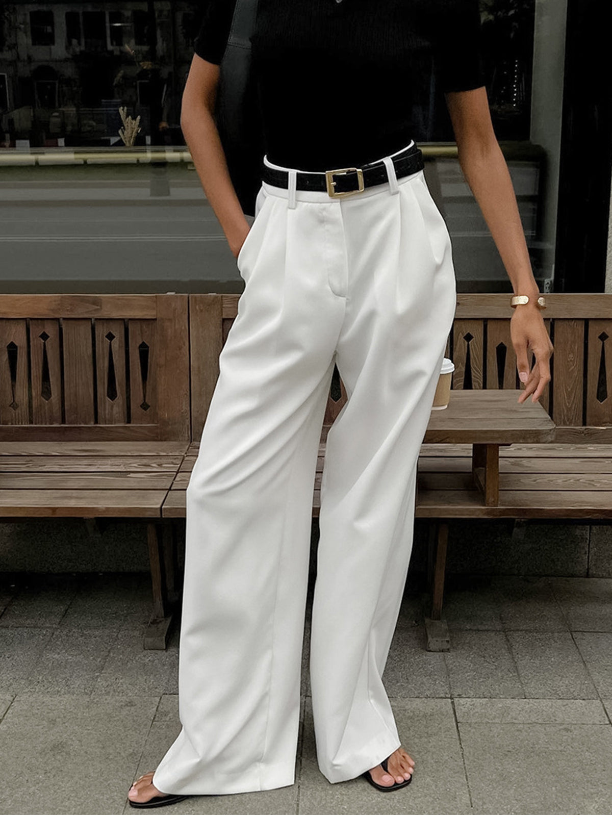 Clara – Elegante high-waist pantalon met wijde pijpen