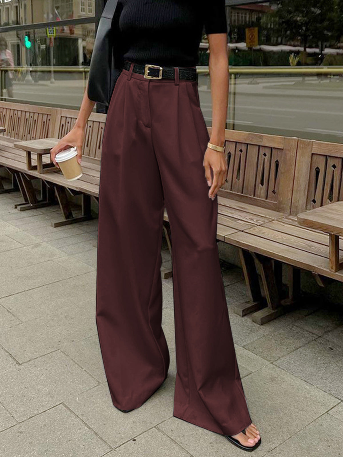 Clara – Elegante high-waist pantalon met wijde pijpen