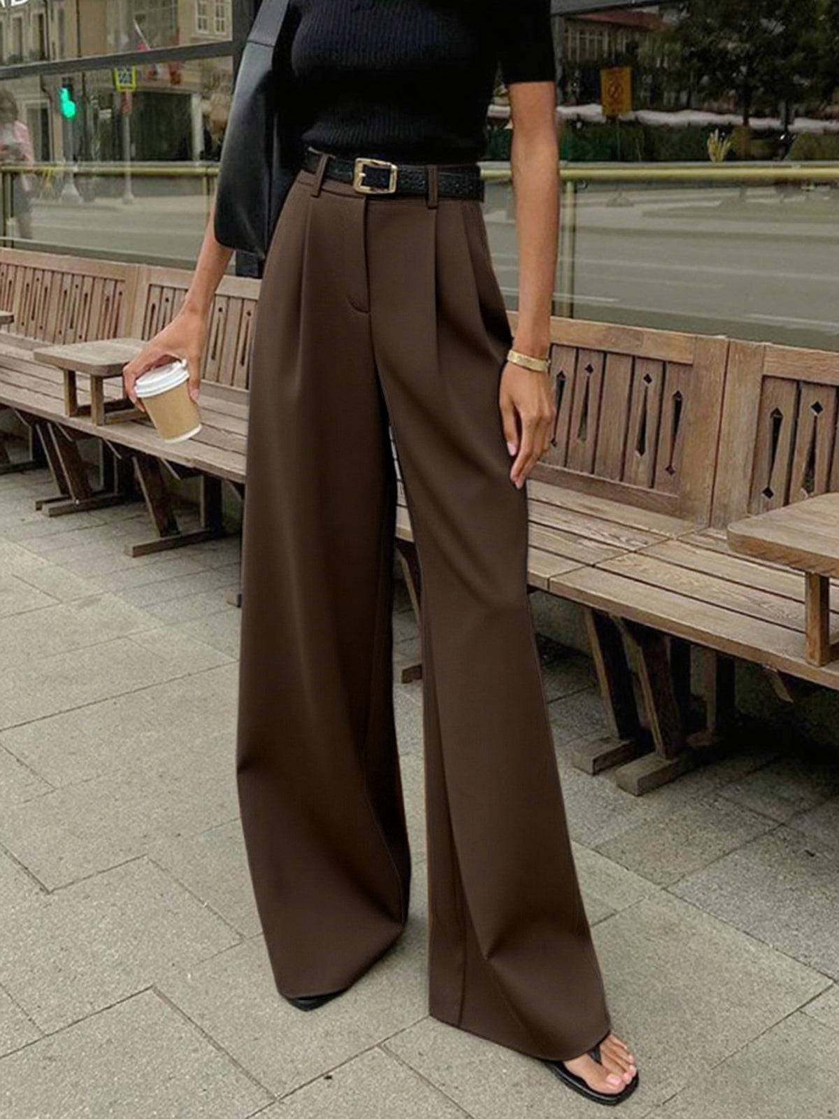 Clara – Elegante high-waist pantalon met wijde pijpen