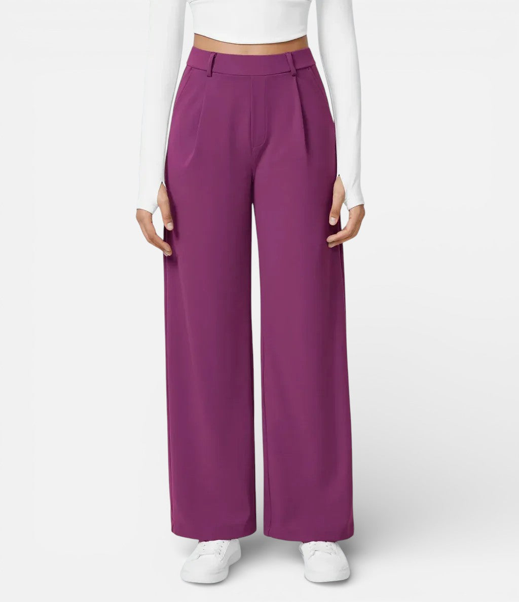 Aurora | Dames Wide Leg Broek met Hoge Taille en Plooidetail