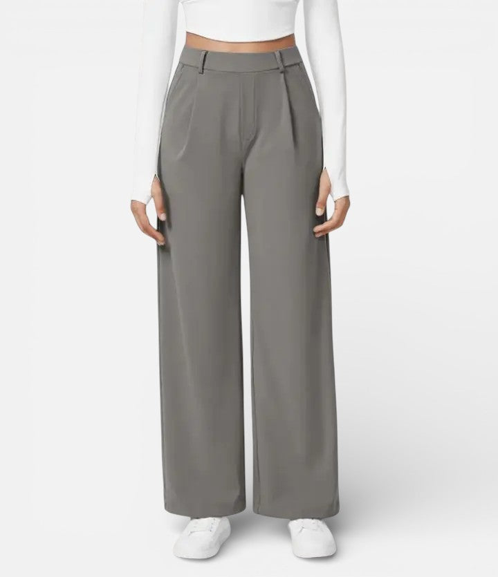 Aurora | Dames Wide Leg Broek met Hoge Taille en Plooidetail