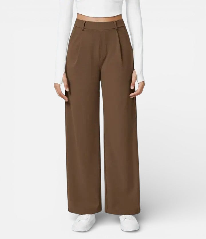 Aurora | Dames Wide Leg Broek met Hoge Taille en Plooidetail