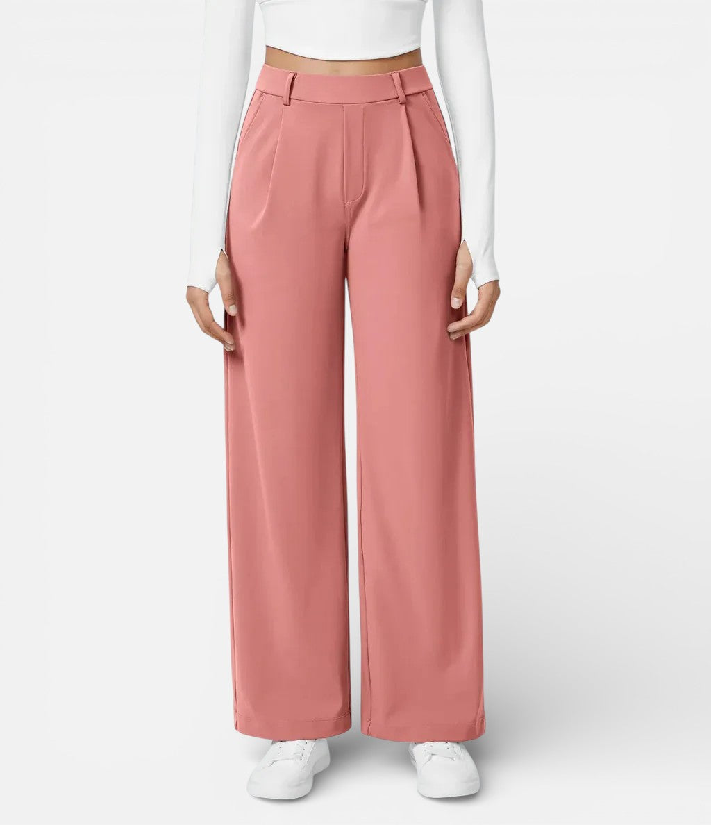 Aurora | Dames Wide Leg Broek met Hoge Taille en Plooidetail