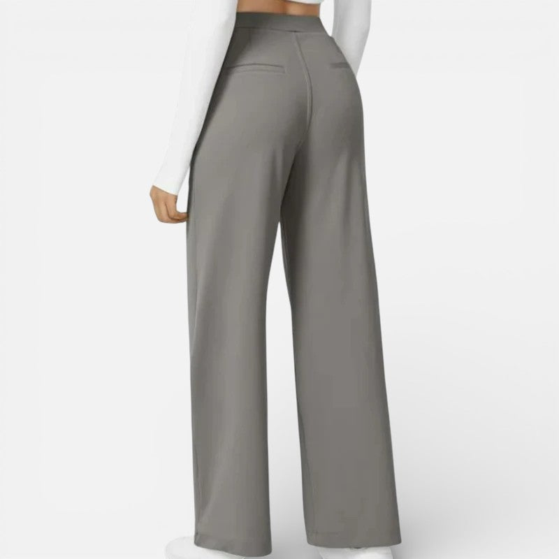 Aurora | Dames Wide Leg Broek met Hoge Taille en Plooidetail