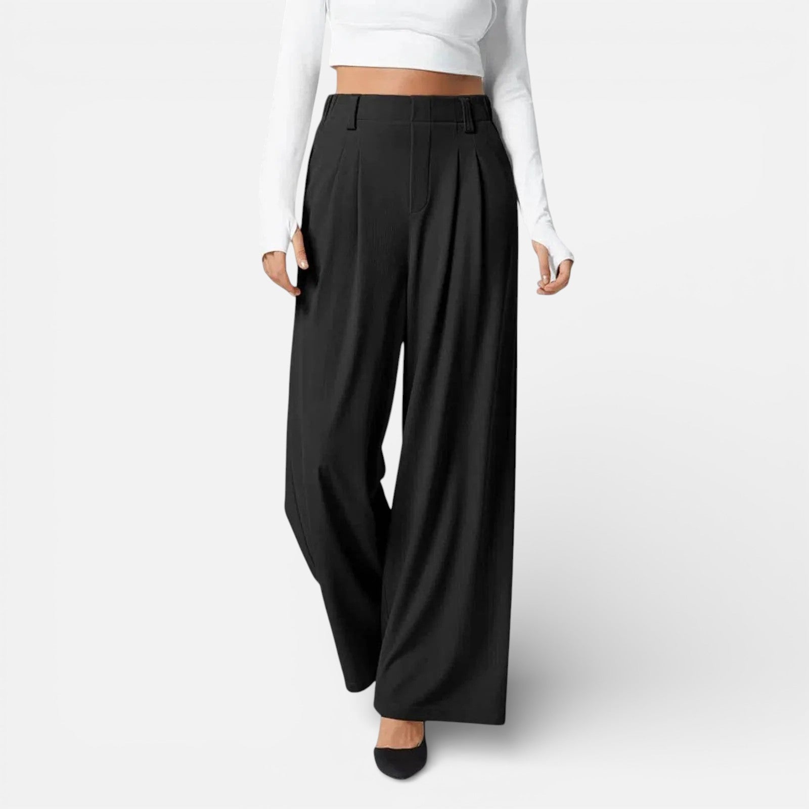Solène | Dames Wide Leg Pantalon met Hoge Taille en Plooidetail
