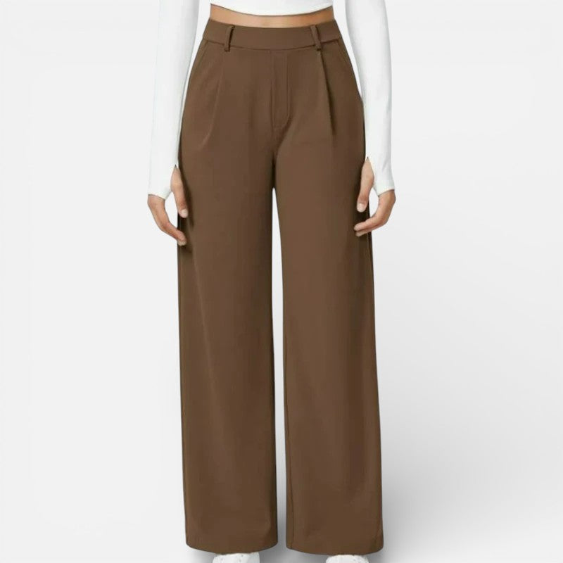 Aurora | Dames Wide Leg Broek met Hoge Taille en Plooidetail