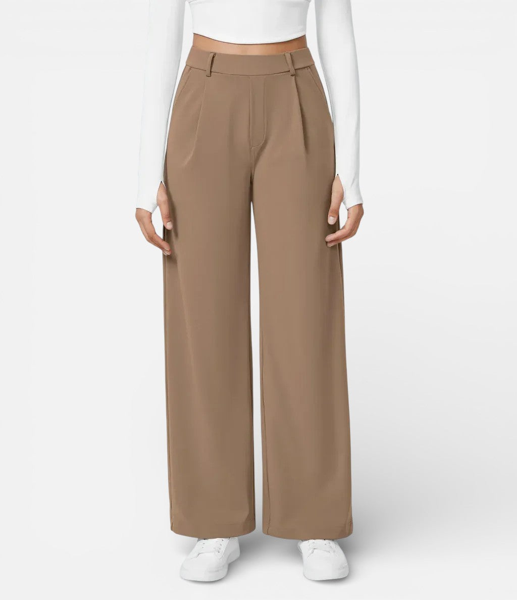 Aurora | Dames Wide Leg Broek met Hoge Taille en Plooidetail