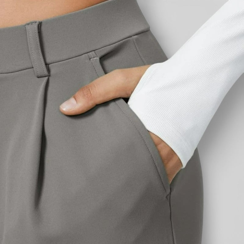 Aurora | Dames Wide Leg Broek met Hoge Taille en Plooidetail