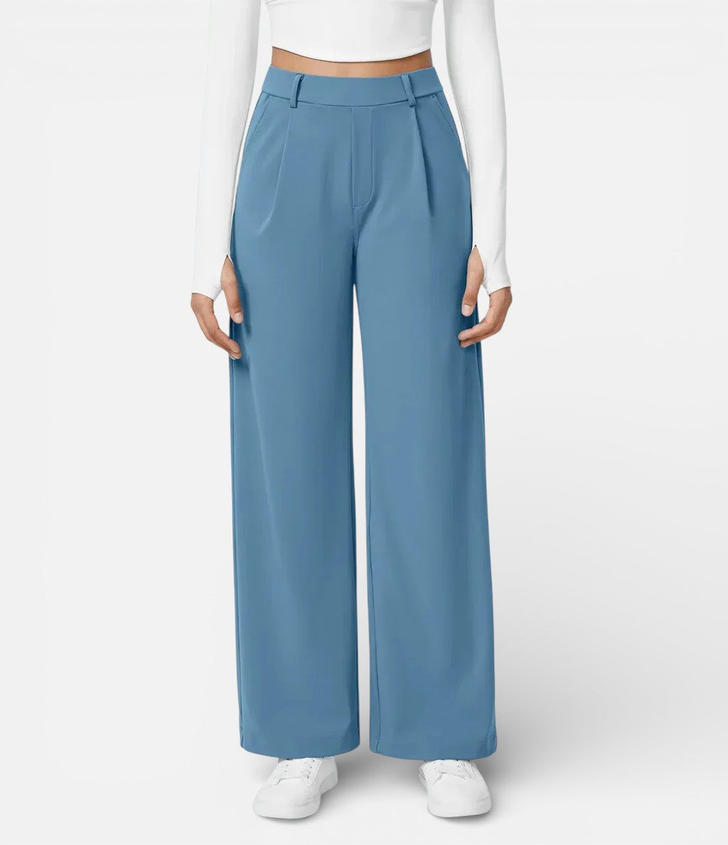 Aurora | Dames Wide Leg Broek met Hoge Taille en Plooidetail