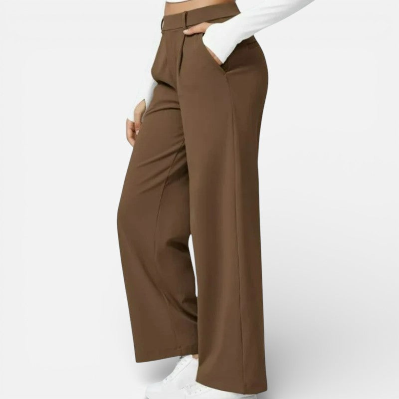 Aurora | Dames Wide Leg Broek met Hoge Taille en Plooidetail