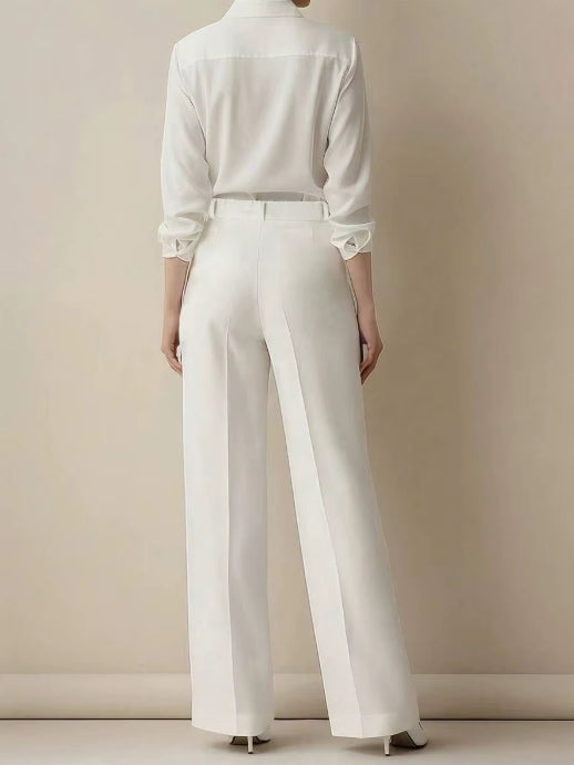 Isabelle | Dames Rechte Pantalon met Hoge Taille en Klassieke Plooi