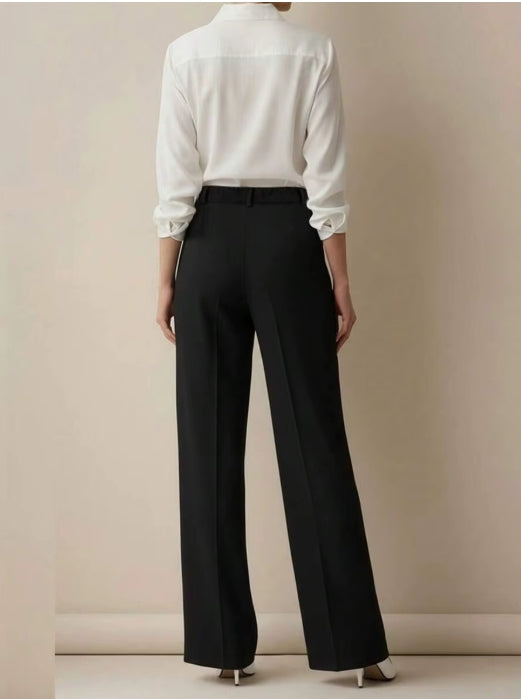 Isabelle | Dames Rechte Pantalon met Hoge Taille en Klassieke Plooi