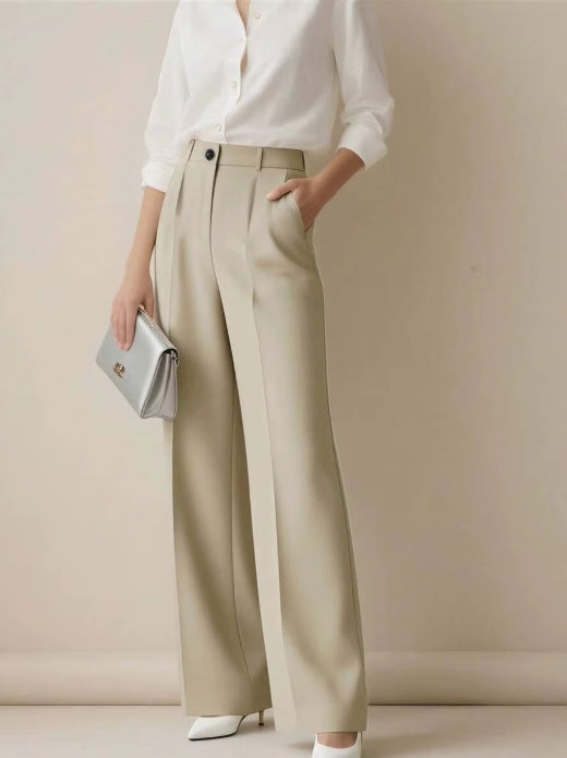 Isabelle | Dames Rechte Pantalon met Hoge Taille en Klassieke Plooi