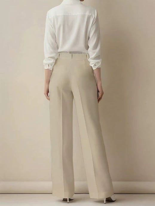 Isabelle | Dames Rechte Pantalon met Hoge Taille en Klassieke Plooi