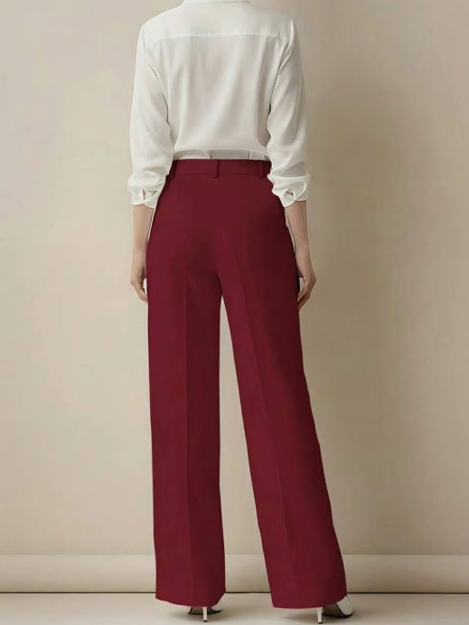 Isabelle | Dames Rechte Pantalon met Hoge Taille en Klassieke Plooi