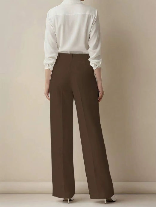 Isabelle | Dames Rechte Pantalon met Hoge Taille en Klassieke Plooi