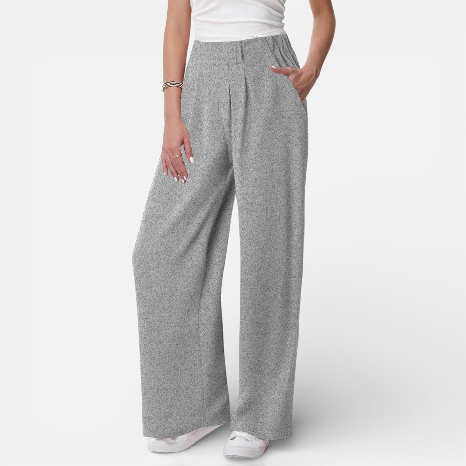 Solène | Dames Wide Leg Pantalon met Hoge Taille en Plooidetail