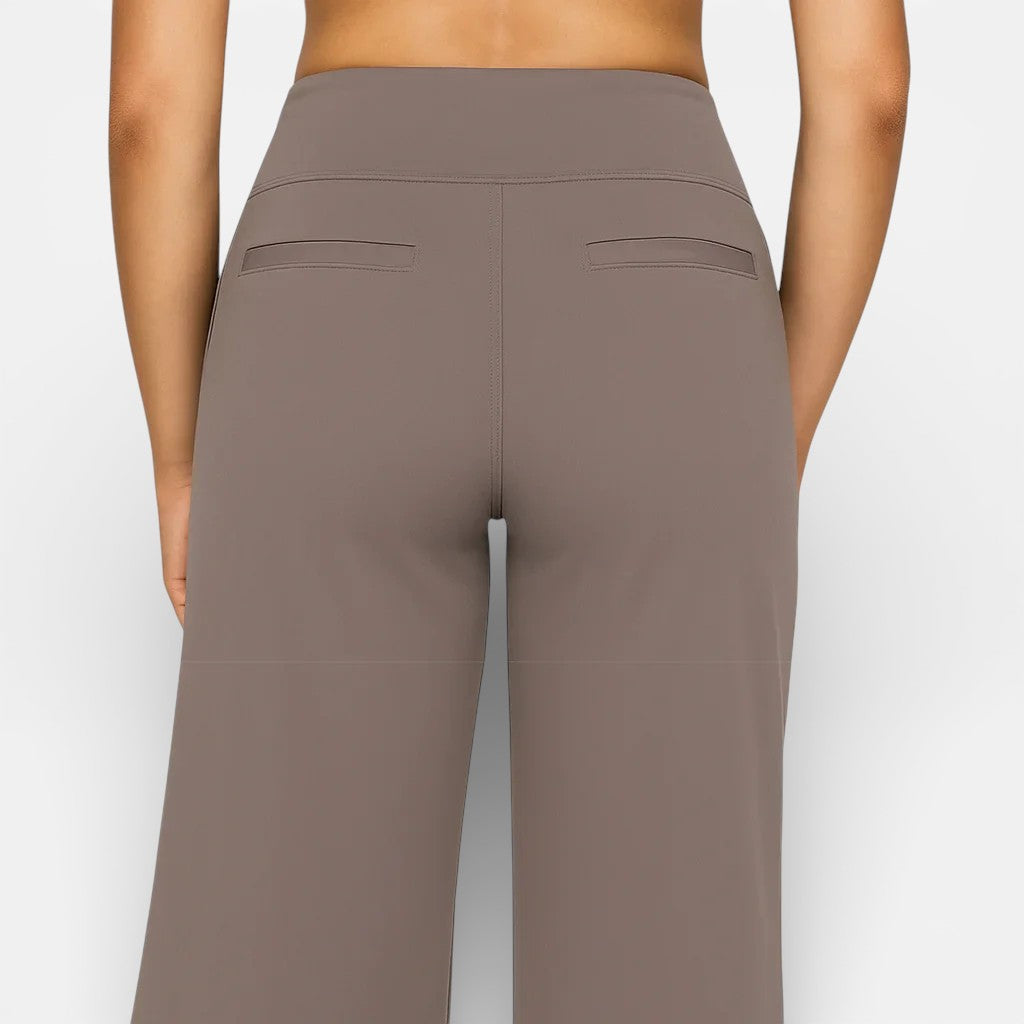 Klara | Dames Wide Leg Broek met Extra Brede Tailleband en Zijzakken