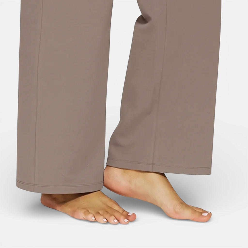 Klara | Dames Wide Leg Broek met Extra Brede Tailleband en Zijzakken