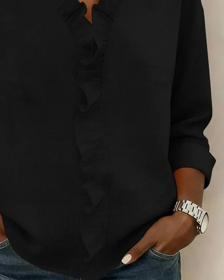 Indie | Dames Blouse met Ruches en V-hals