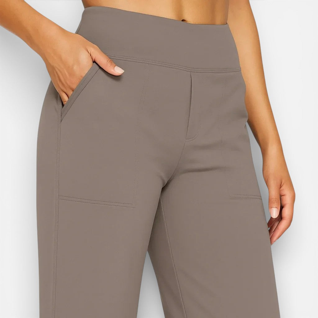 Klara | Dames Wide Leg Broek met Extra Brede Tailleband en Zijzakken