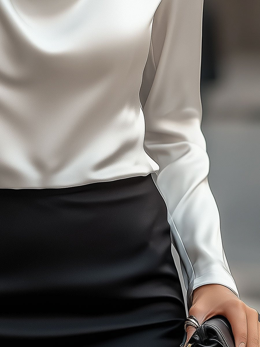 Celeste– Blouse met ruches, V-hals en lange mouwen