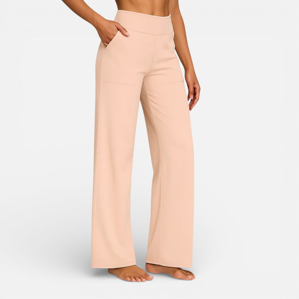 Klara | Dames Wide Leg Broek met Extra Brede Tailleband en Zijzakken