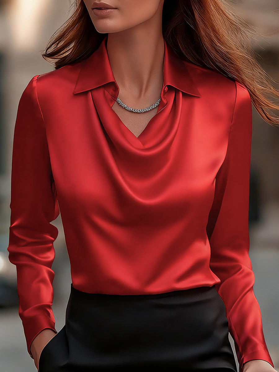 Celeste– Blouse met ruches, V-hals en lange mouwen