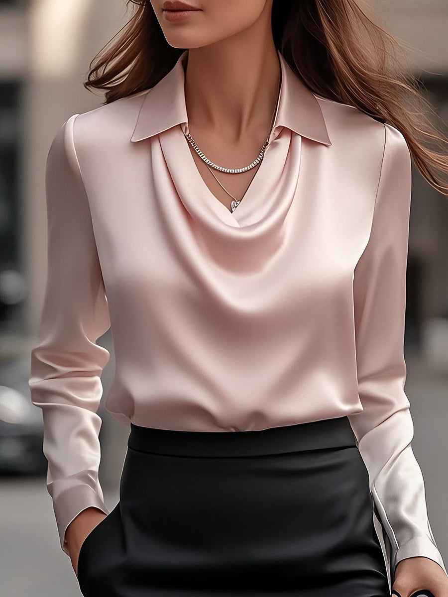 Celeste– Blouse met ruches, V-hals en lange mouwen