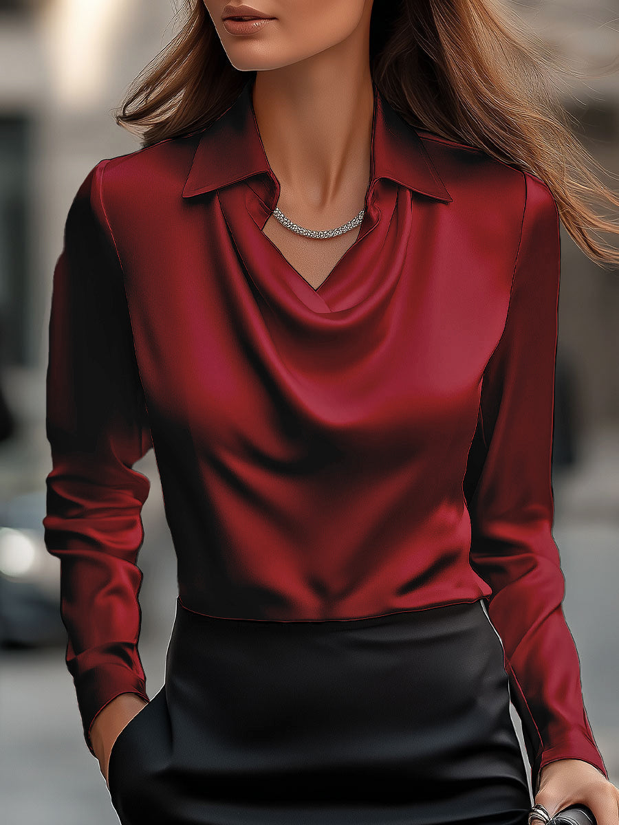 Celeste– Blouse met ruches, V-hals en lange mouwen
