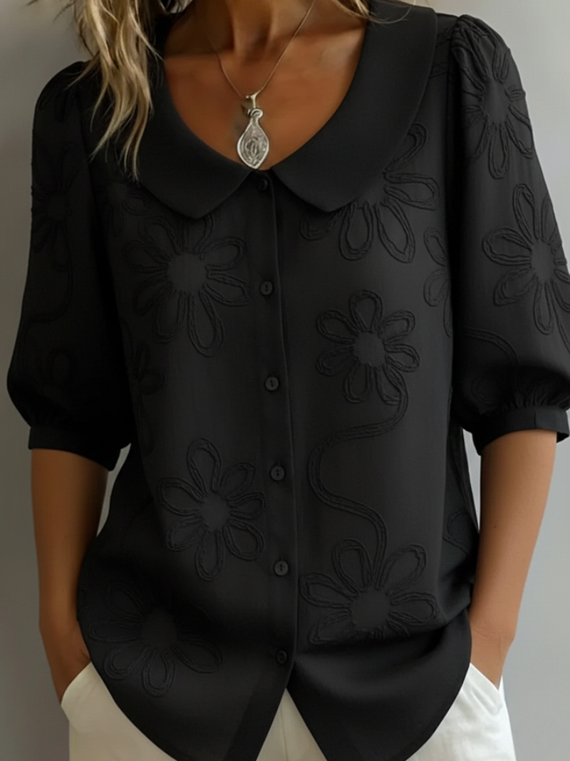 Sara – Blouse geborduurde bloemen