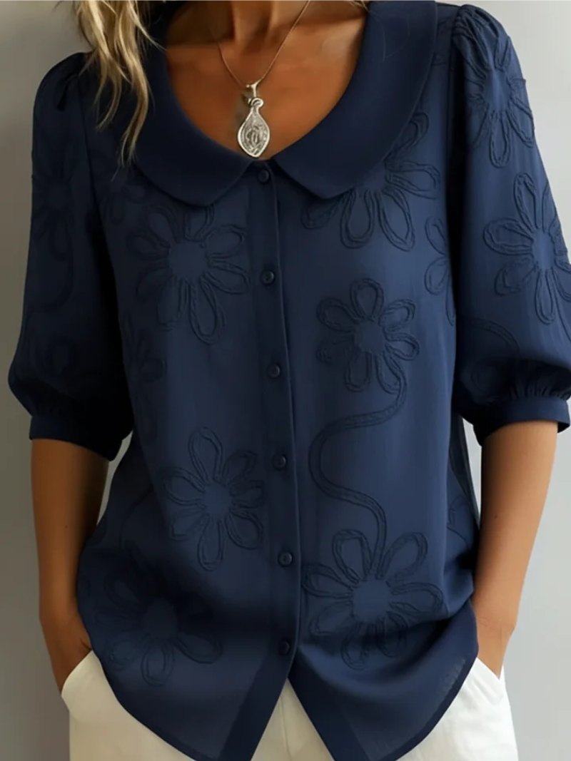 Sara – Blouse geborduurde bloemen