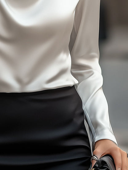 Celeste– Blouse met ruches, V-hals en lange mouwen